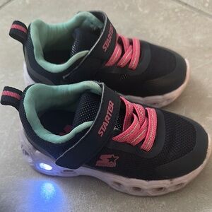 Sketchers toddler size 7 navy blue sparkle & Pink Light-Up Sneakers with Velcro